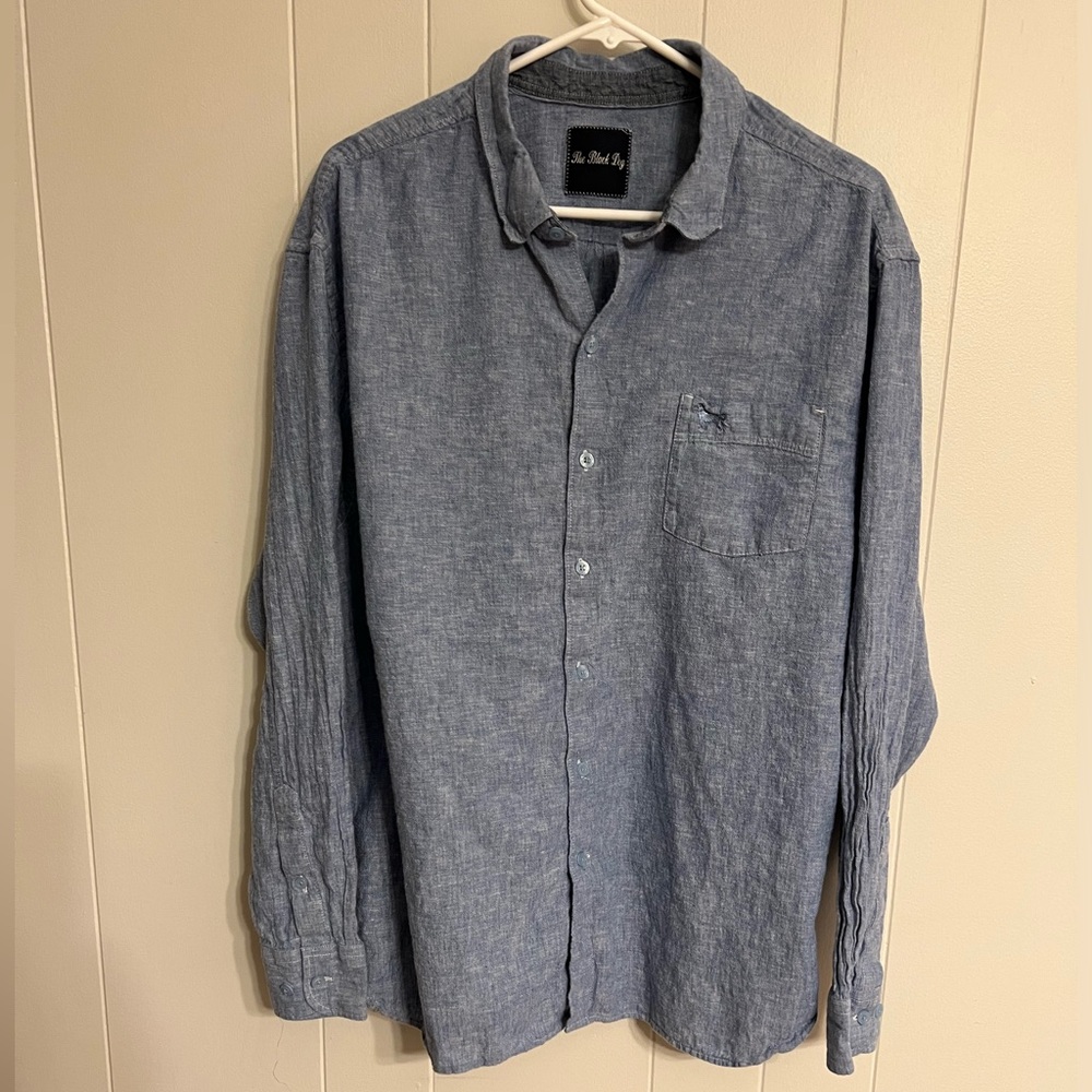 Vintage the black dog, long sleeve button-down 55% linen 45% cotton size‎ XL